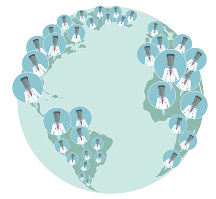 Globe with doctors